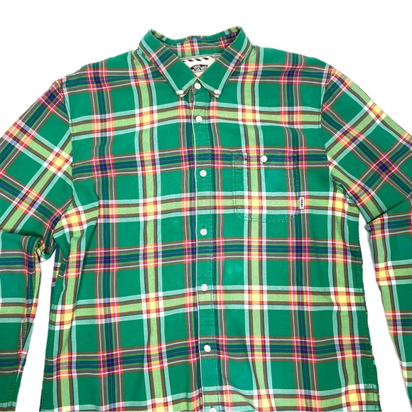 Vans Green Plaid Button Down Long Sleeve Shirt - Picture 5 of 13
